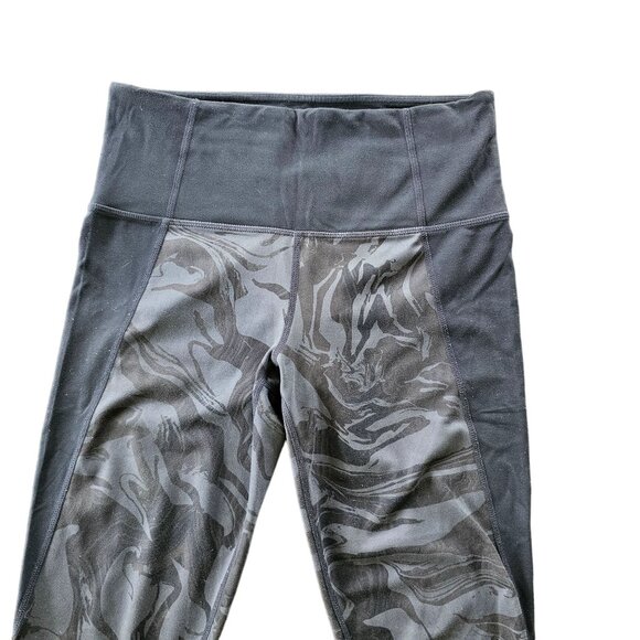 Athleta Swirl Gray Black and Mesh Crop Athletic Wear Leggings Pants size Small - Picture 3 of 10